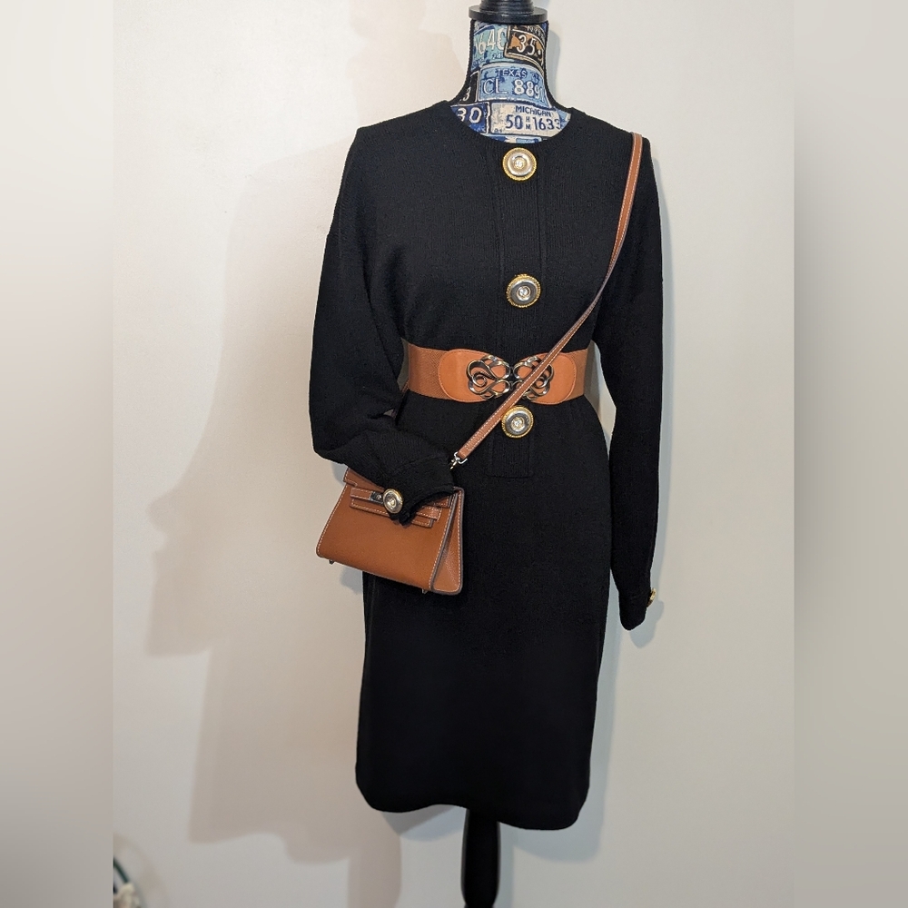 Antonella Preve New York Vintage Medium Black Knit Sweater Dress